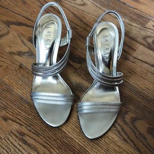 Strappy gold heeled sandals